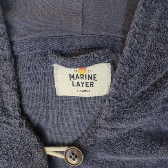 Marine Layer Baja Hoodie Sweatshirt Terry Out Mens XL Blue Long Sleeve Beach - Picture 3 of 5